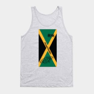 Jamaica Flag Design with Words Proud Yardie and Jamaican Map Outline and Area Code Tank Top